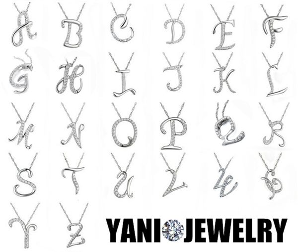 

silver crystal a-z letter necklace charm initial alphabet pendant necklaces for girlfriend gift rhinestone jewelry