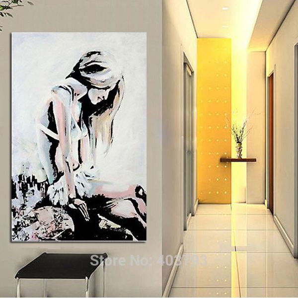 

hand painted modern oil painting people naked girl with long hair no frame abstract decorative pictures painting