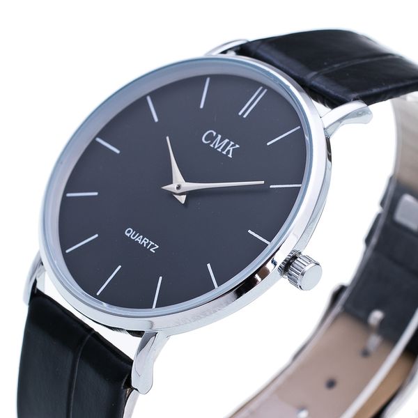 

luxury genuine ultra-thin lover's watch simple business retro fashion classic men and women leather strap watch, Slivery;brown