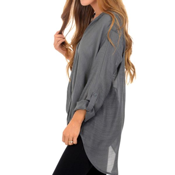 

stylish 2018 women blouse v neck foldable long sleeve pullover shirt female spring crisscross irregular hem club blusas, White