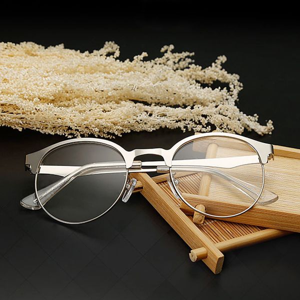 

fashion new optical glasses eyeglass frame men women vintage spectacles clear metal 2018, Silver