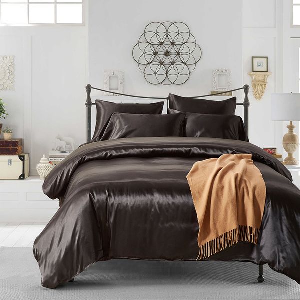 Black Polyester Bedding Set Cooling Duvet Covers Pillow Case Uk Us