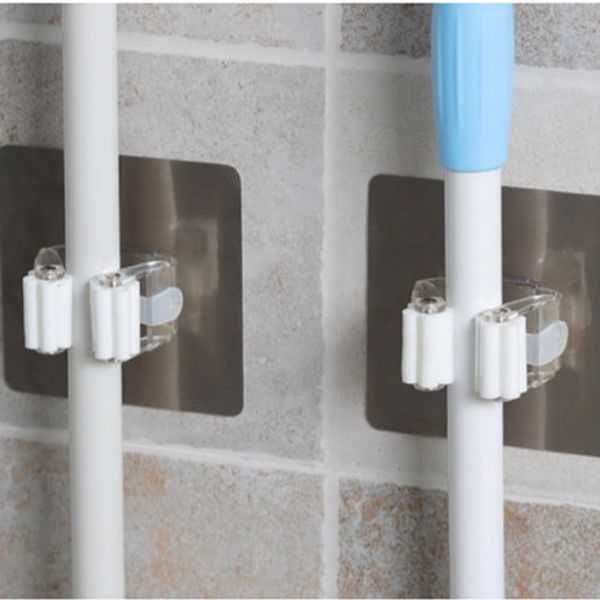 

useful adhesive mop and broom gripper hooks organizer storage holder clip screw free