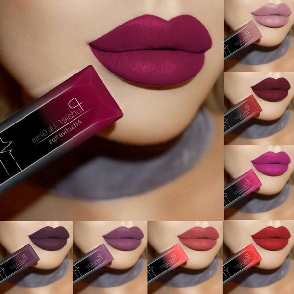 Pudaier maquiagem nua matte veludo brilhante lip gloss batom lip balm à prova d 'água sexy red lip matiz 21 cores