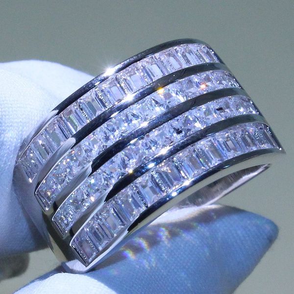 

Victoria Wieck High Quality Infinity Luxury Jewelry 925 Sterling Silver Princess Cut White Topaz CZ Diamond Wedding Band Wide Ring for Women
