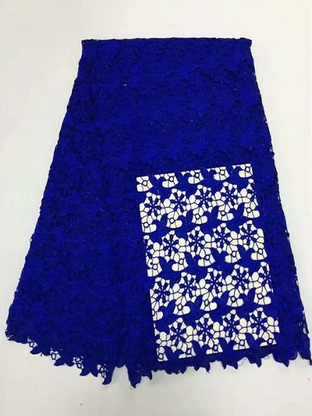 

5 yards/pc new fashion royal blue african water soluble lace embroidery french cord lace fabric for clothes bw146-1, Black;white