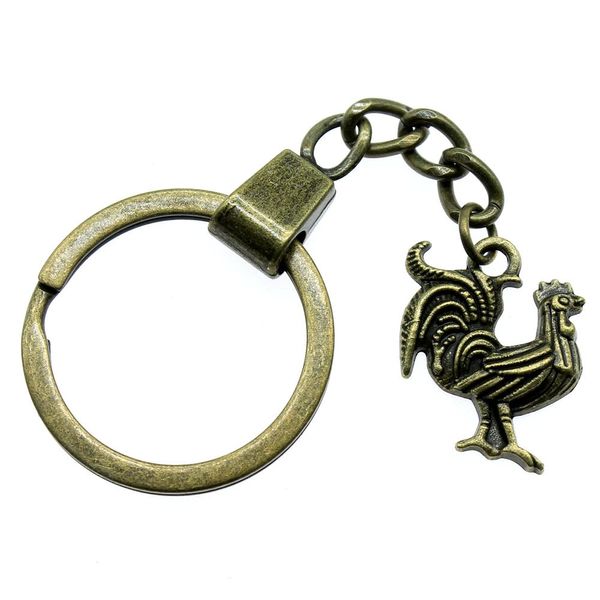 

6 pieces key chain women key rings fashion keychains for men rooster 22x18mm ysk-a12689, Slivery;golden