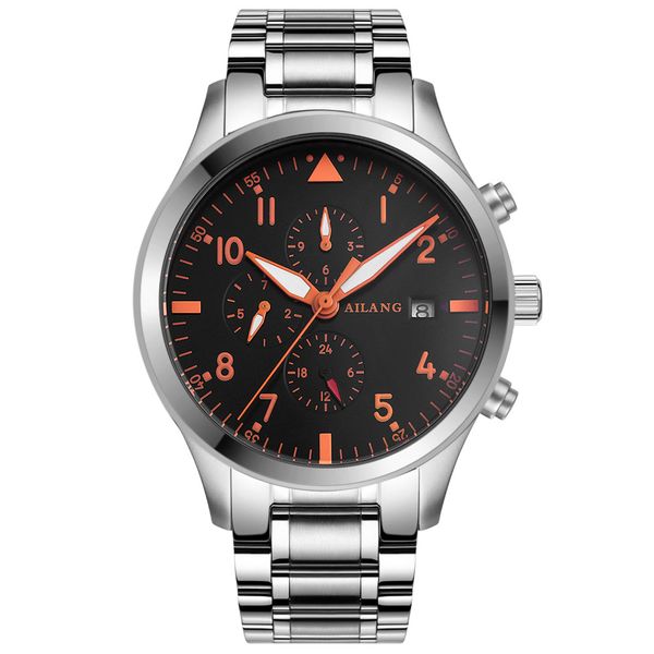 

men's multi-functional mechanical business watch, Slivery;brown