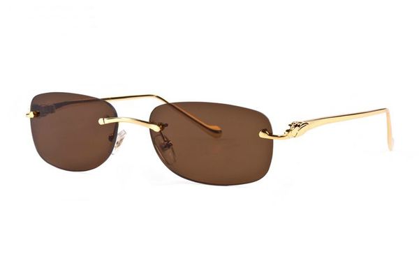 

2020 new arrival rimless sunglasses fashion sports metal oval sun glasses fashion mens womens leopard buffalo glasses with boxe, White;black