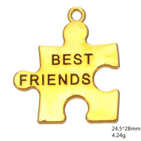 

2021 tibetan silver and gold color friend puzzle piece jigsaw charms autism awareness pendant, Bronze;silver