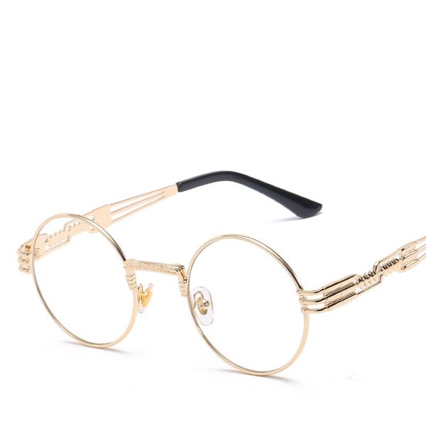 

luxury gothic steampunk sunglasses men women brand designer metal round sunglass mirror sun glasses female eyeglass, White;black