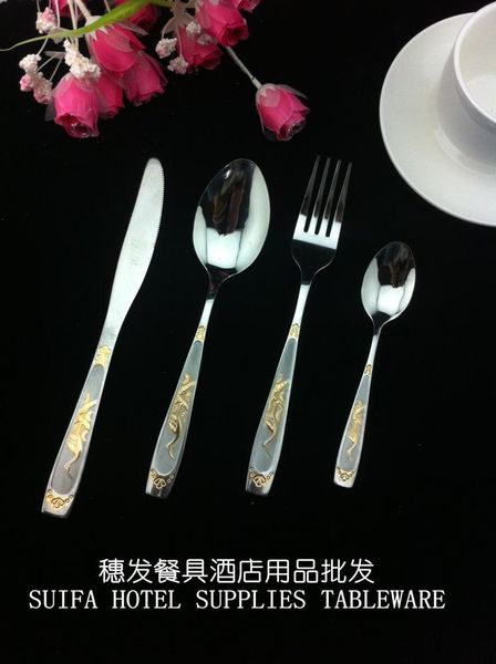 

wholesale-4pcs tableware western knife fork spoon kit set stainless steel knife and fork