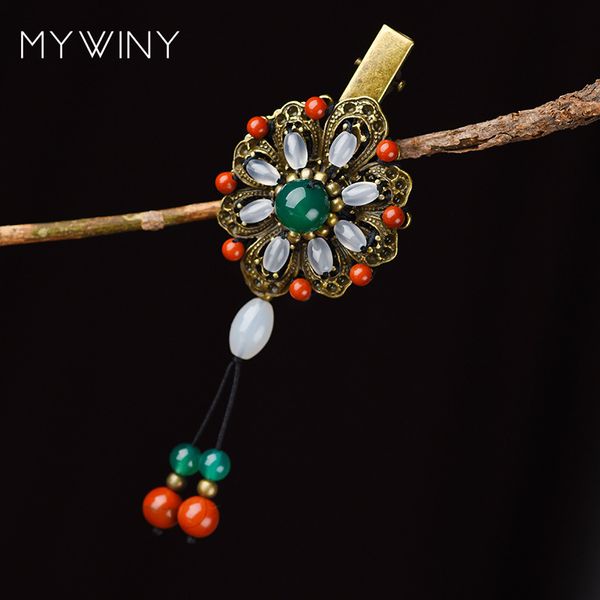 

mywiny fashion nature sandalwood vintage hair jewelry,colored stone ethnic hairpins,bohemia hair jewelry,cute flower hairpins04, Golden;white