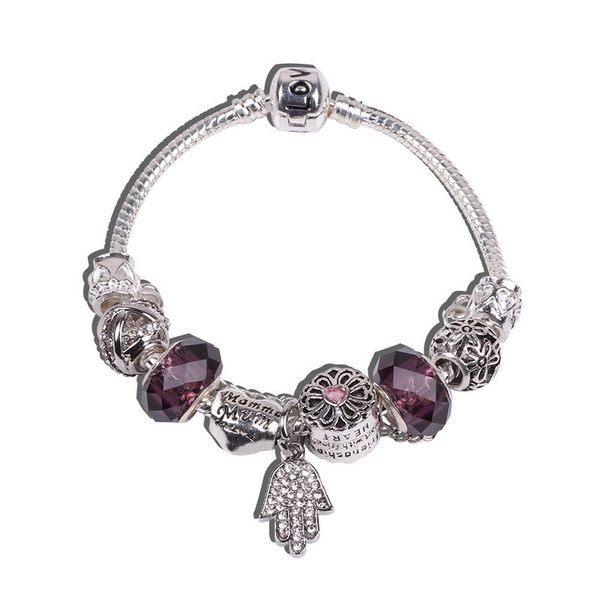 

aifeili 2018 new fashion mix style charm bracelet for antique silver murano glass beads bracelets & bangles diy jewelry, Black