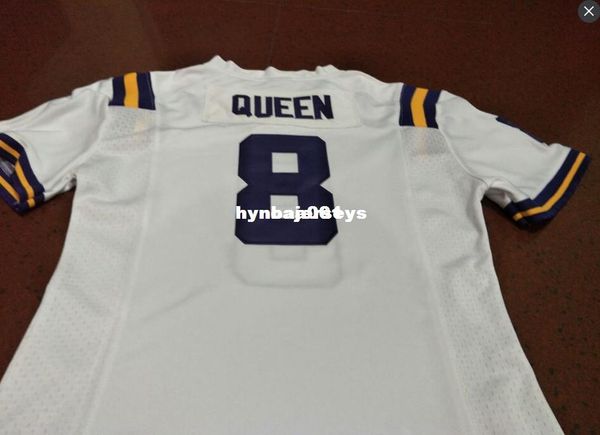 

men #8 patrick queen white purple derrius guice lsu tigers or custom any name or number alumni college jersey, Black;red