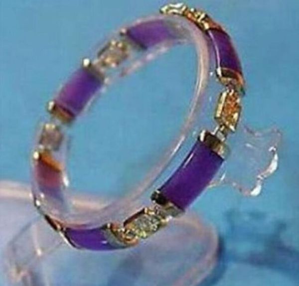 

purple stone 18kgp link fortune clasp bracelet, Golden;silver