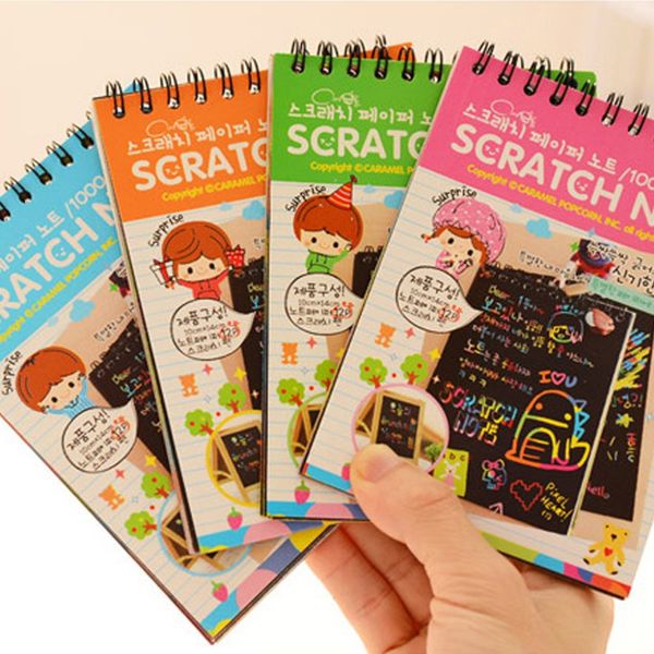 

scratch scraping book art magic painting paper drawing stick kid education toy, Purple;pink