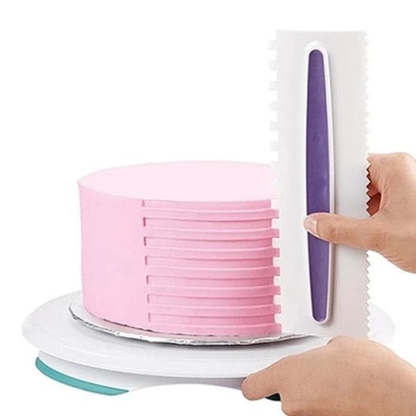 

3pcs 6 style pastry icing comb set plastic fondant spatulas cake scraper baking decorating tool cake kitchen bakeware tool