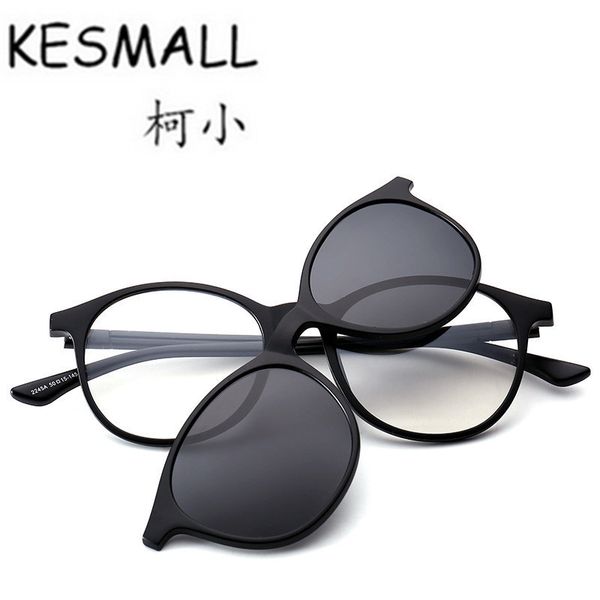 

kesmall summer driving magnet clip on sunglasses women man acetate frame eyeglasses anti-uv flip up eyewear oculos de sol yl383, White;black