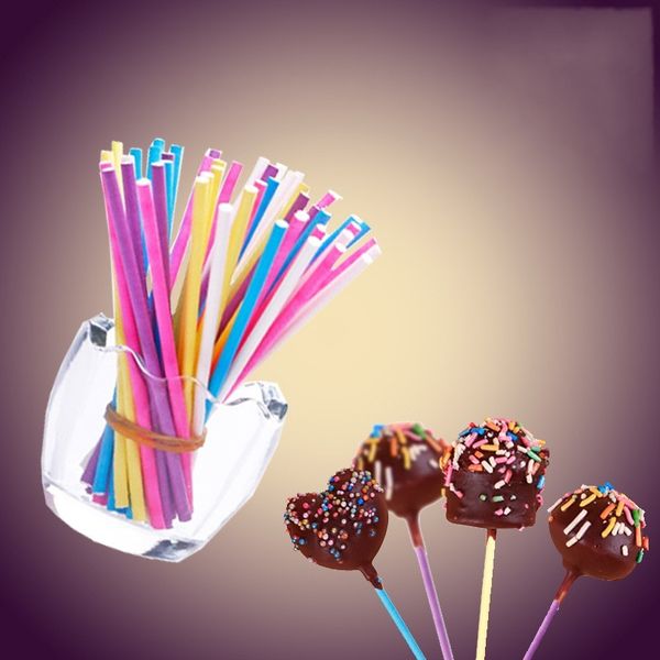 Sichere, ungiftige Lollipop-Sticks, mehrfarbig, Cake-Pop-Stick, umweltfreundliches Papier, Schokoriegel, direkt ab Werk, 4 8 Sk BB