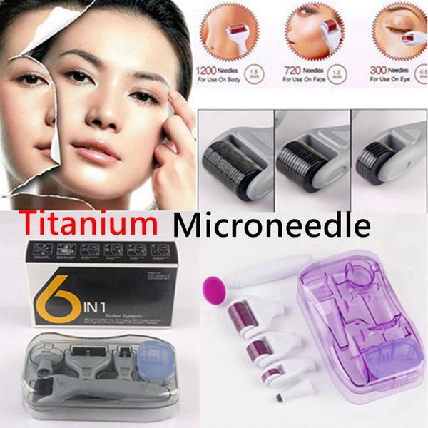

drs dermaroller 6 in 1 titanium derma roller scar facial brush micro needle therapy skin care anti-aging kit