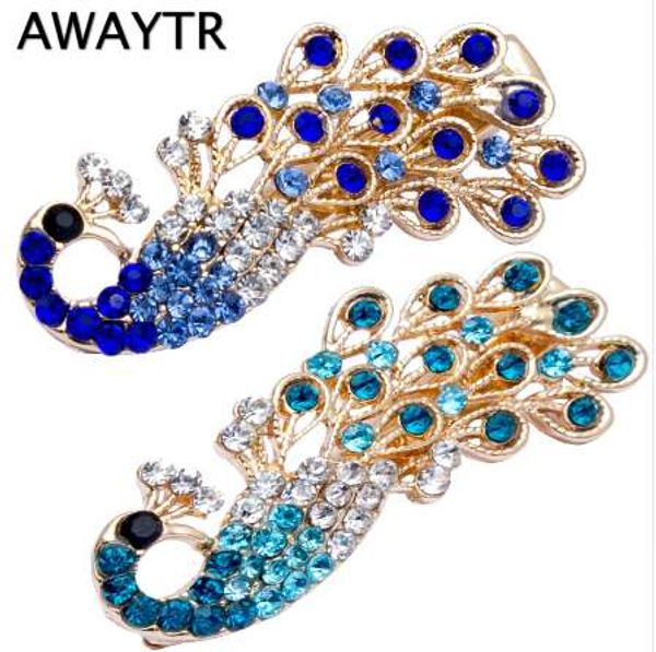 4 5 2cm Crystal Peacock Diamond Hairpins Barrette Rhinestones Side