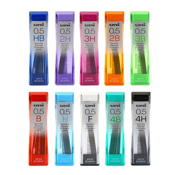 

japan uni mitsubishi automatic pencil refill 0.3 / 0.5 / 0.7 0.9mm 2b hb 2h active nano graphite pencil refill 202nd, Black;red