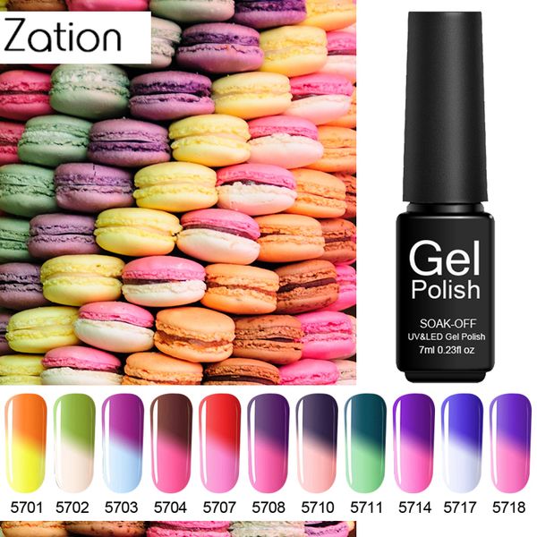 

zation nail art set thermo uv gel 7ml soak off temperature change color gel nail polish thermo lacquers hybrid varnish, Red;pink