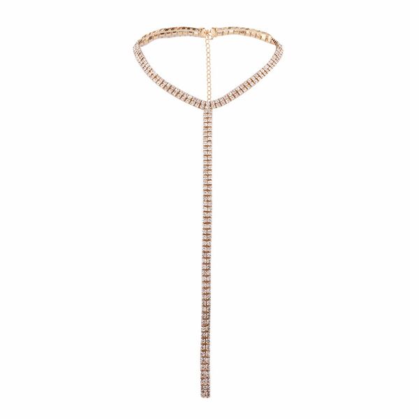 

simple crystal chokers necklace women party statement luxury y style choker drop down chocker collier bijoux, Golden;silver