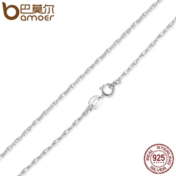 

whole salebamoer 925 sterling silver adjustable basic chain necklace lobster clasp simple fashion necklace jewelry sca002-45