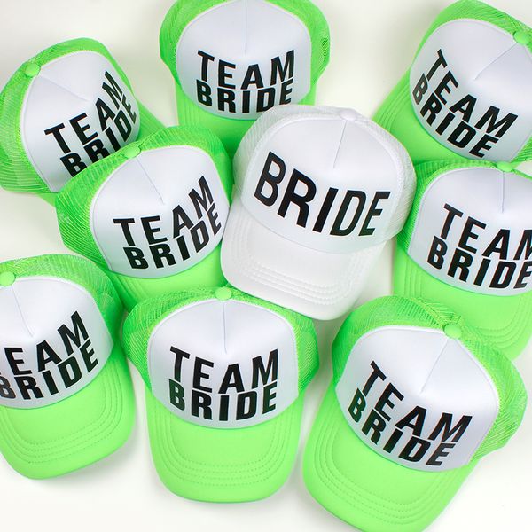 

2018 new bride printing baseball cap for wedding party green team bride snapback hat for women female casual trucker hats, Blue;gray