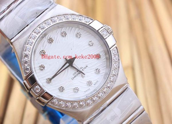 

luxury wrist watch constellation 123.10.27.60.55.001 36mm diamond border stainless steel vk quartz chronograph working ladies women's w, Slivery;brown