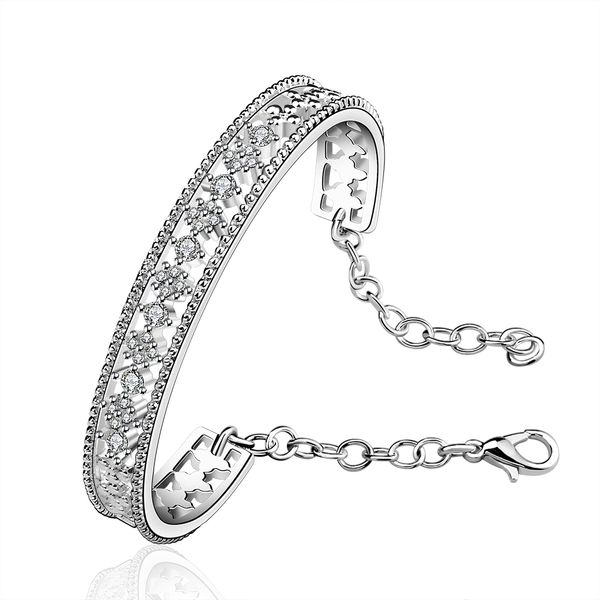 

silver bracelet silver bangles bracelet opened bracelets women openwork chain link simple flower watch smart phone punk