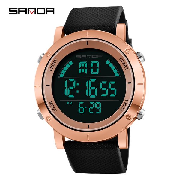 

men's sports watches brand sanda 2018 new electronic waterproof led digital wrist watches for men wristwatch, Slivery;brown