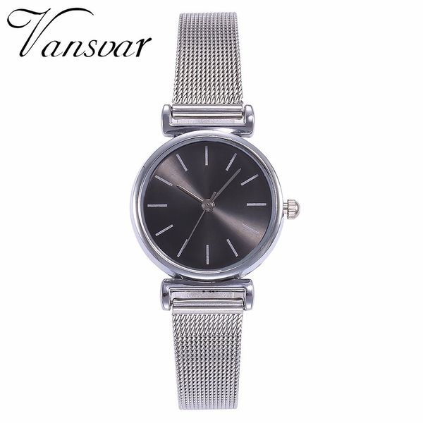 

drop shipping fashion women silver mesh belt watches luxury casual ladies steel quartz watches clock, Slivery;brown