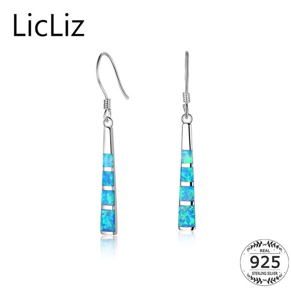 

licliz 925 sterling silver blue opal dangle drop earrings for women ear hook earrings long bar pendant hangign earring le0395, Golden;silver
