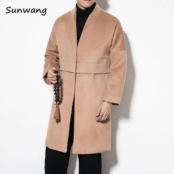 

sunwang new chinese style kungfu nice autumn winter thicken long jacket coat male casual warm overcoat solid black parkas men
