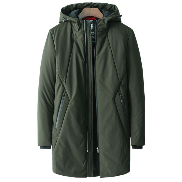 

winter autumn men long thick cotton parka jacket coat men solid hooded pocket -10 degree warm jacket parkas parka hombre, Black