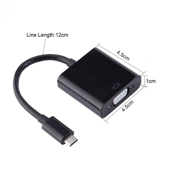 VBESTLIFE USB3.1 Tip C-VGA adaptör kablosu USB-C Erkek-VGA Kadın Video Aktarım Dönüştürücü MacBook 12 inç için 1080p