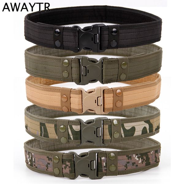 

awaytr 2018 new men's canvas belt wear comfortable camouflage belt outdoor woven tactical 130*5cm wholesale, Black;brown