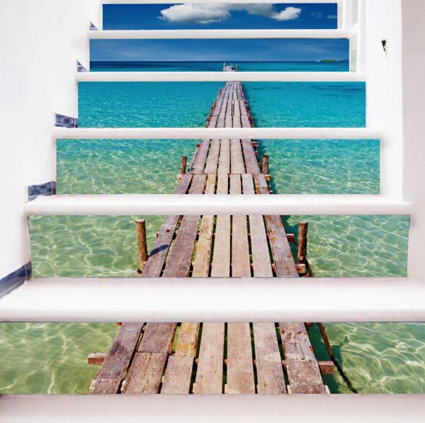 

3d mural wallpaper seaside pier 3d p stickers for stairs stairway sticker