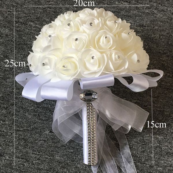 Acheter Bouquet De Mariée Mariage Simulation De Fleur Bouquet De Rose Blanche De 899 Du Angle125 Dhgatecom
