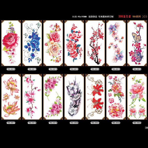 Acheter Autocollant De Tatouage Temporaire De Couleur Lumineuse Pour Les Femmes Rose Wintersweet Bluelover Modèles De Fleurs De Lotus Tatuagem Fille