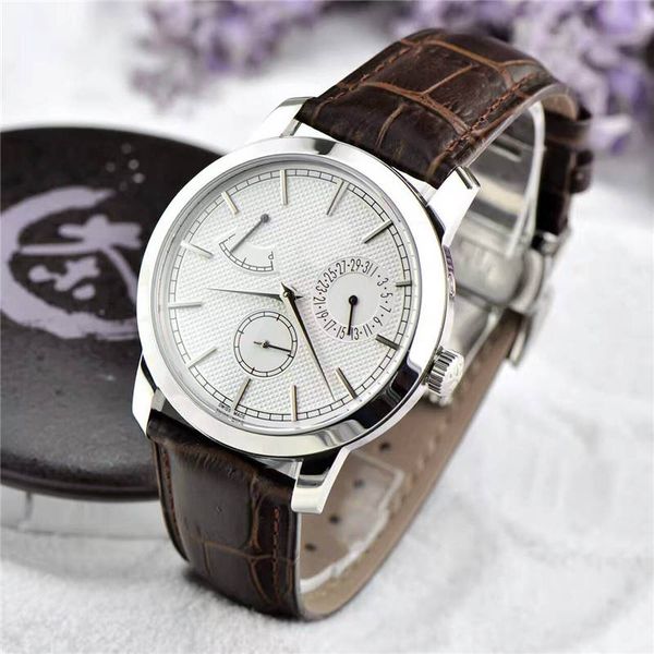 

hk factory official version luxury mens watches hand-winding mechanical watch 24 hours power reserve vc waterproof wristwatches, Slivery;brown