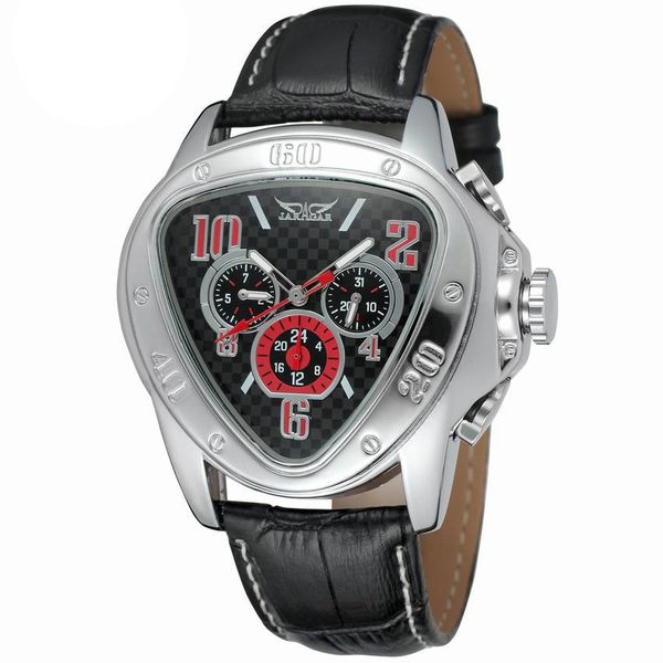 

triangle dial week calendar men's automatic mechanical men's watch, Slivery;brown