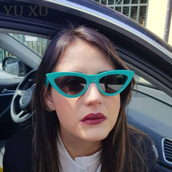 

yu xu new fashion cat eye sunglasses women brand designer small frame sunglasses personality multicolor frame sunglasses h81, White;black