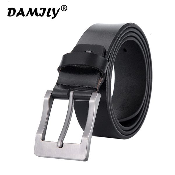 

men's genuine leather belt male leather strap luxury simple pin buckle casual waist strap for jeans cummerbunds ceinture homme, Black;brown