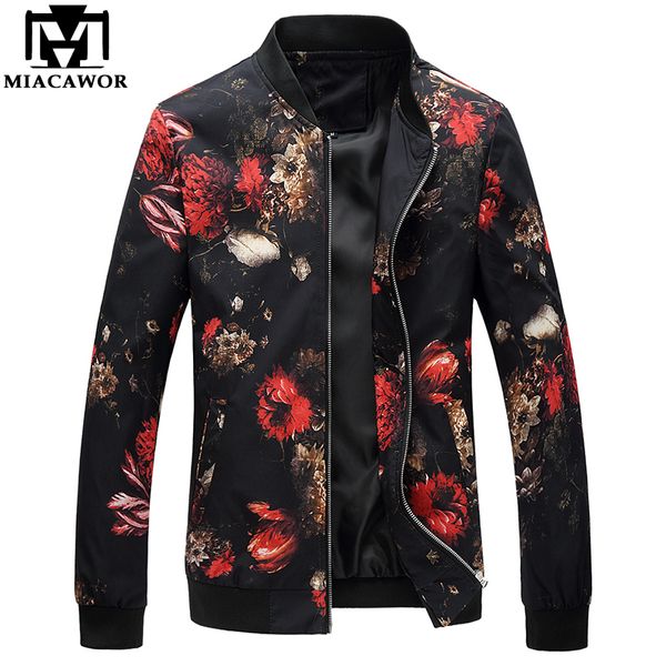 

2017 new fashion bomber jacket hip hop flower print jaqueta masculino casual men jacket coats plus size 5xl 6xl mj408, Black;brown