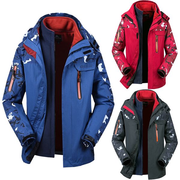 

men's winter two piece set camouflage waterproof windproof outdoor sport coat coat men slim fit pilot jacket men's hit, Black;brown