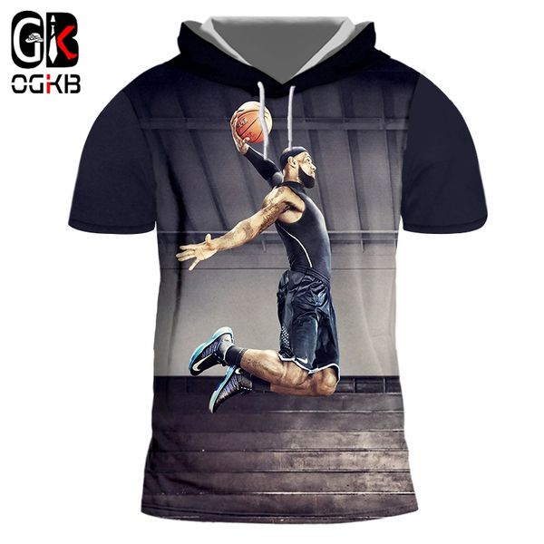 

ogkb hooded tee shirt mens short sleeve 3d tee shirt printing basketball super slmas funny oversized tees men hat, White;black